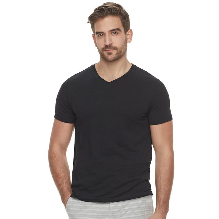 Men's Marc Anthony Core Slim-fit Stretch V-neck Tee, Size: Xl, Black