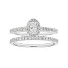 Boston Bay Diamonds 14k White Gold 5/8 Carat T.w. Igl Certified Diamond Oval Halo Engagement Ring Set, Women's, Size: 9