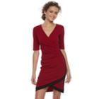 Juniors' Almost Famous Wrap Front Bodycon Dress, Teens, Size: Small, Red Overfl