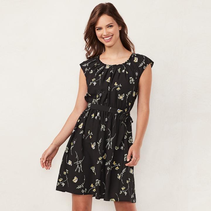 Women's Lc Lauren Conrad Floral Pleated Dress, Size: Xxl, Oxford