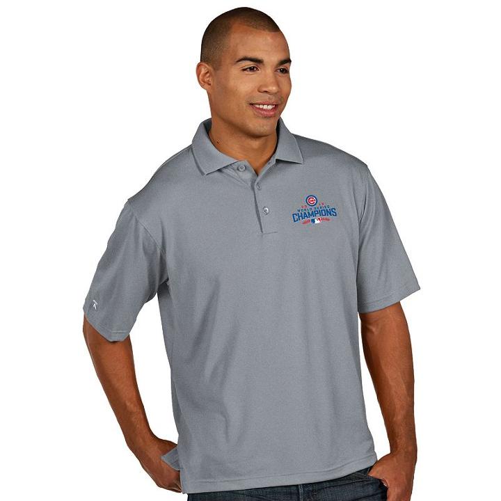 Men's Antigua Chicago Cubs 2016 World Series Champions Pique Polo, Size: Small, Light Grey