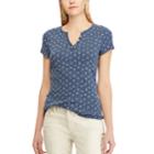 Women's Chaps Button Accent Tie-dye Tee, Size: Small, Blue