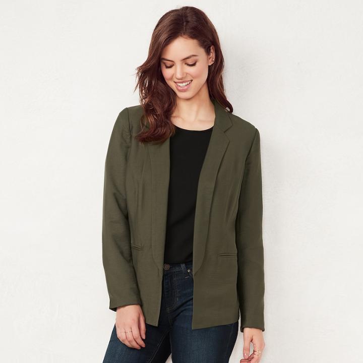 Women's Lc Lauren Conrad Relaxed Open-front Blazer, Size: Large, Dark Green