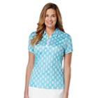 Women's Grand Slam Printed Quarter-zip Golf Polo, Size: Small, Turquoise/blue (turq/aqua)