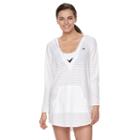 Women's Adidas Shadow Stripe Hoodie Cover-up, Size: Small, White