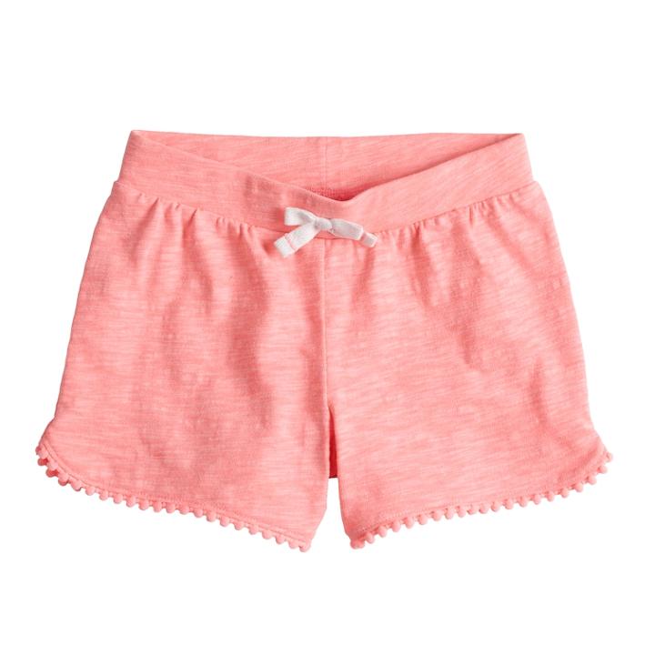 Girls 4-10 Jumping Beans&reg; Pom-pom Trim French Terry Shorts, Size: 7, Brt Pink