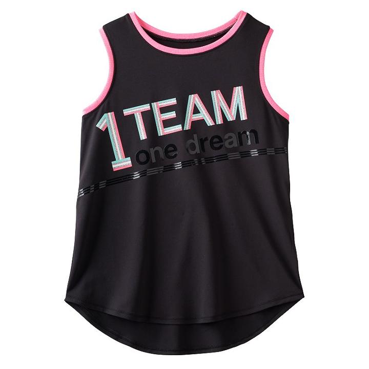 Girls 7-16 & Plus Size So&reg; Contrast Binding Graphic Tank Top, Girl's, Size: 12 1/2, Black