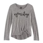 Girls 7-16 So&reg; Cozy Side Knot Tee, Size: 12, Med Grey