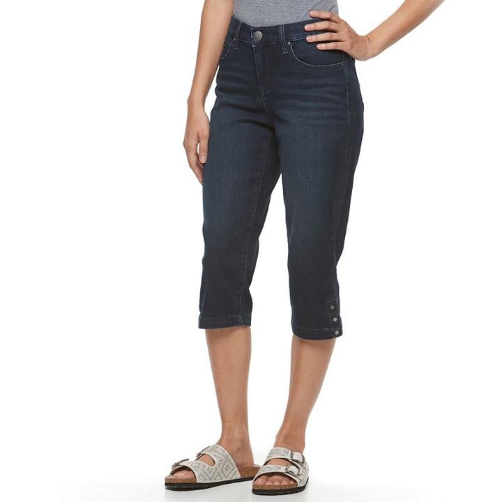 Petite Croft & Barrow&reg; Embellished Capris, Women's, Size: 14 Petite, Blue