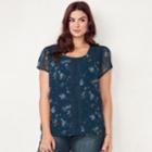 Plus Size Lc Lauren Conrad Textured Dot Top, Women's, Size: 2xl, Dark Blue