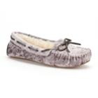 Women's So&reg; Crushed Velvet Moccasin Slippers, Size: Xl, Grey