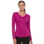 Women's Fila Sport&reg; Essential V-neck Long Sleeve Tee, Size: Medium, Dark Pink