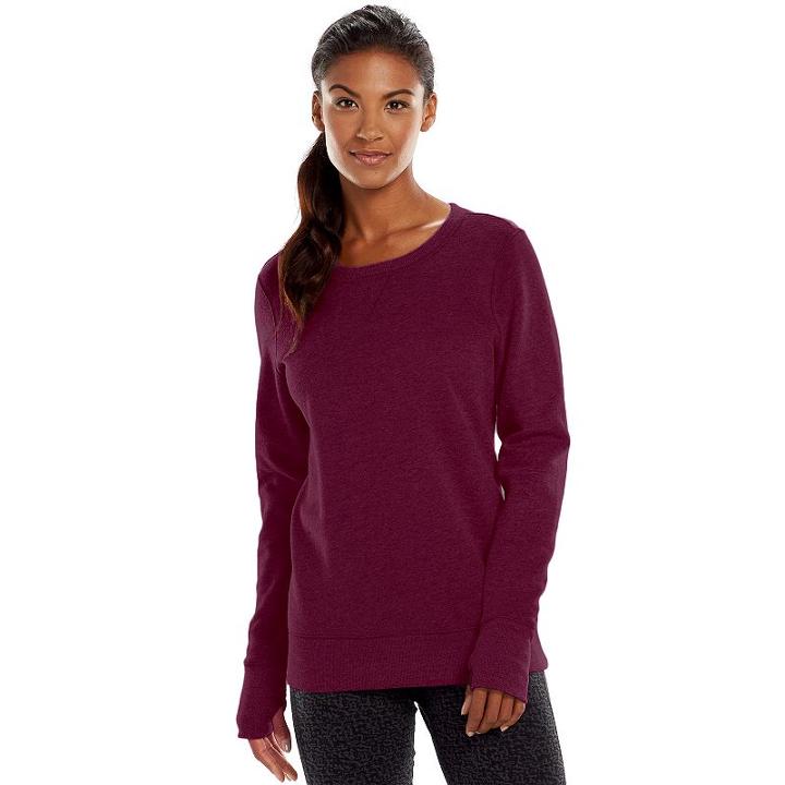Women's Tek Gear&reg; Fleece Crewneck Sweatshirt, Size: Large, Dark Red