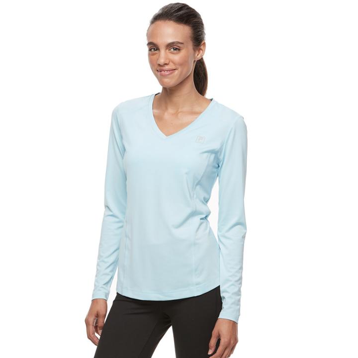 Women's Fila Sport&reg; Essential V-neck Long Sleeve Tee, Size: Small, Light Blue