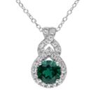Stella Grace Lab-created Emerald & Lab-created White Sapphire Sterling Silver Twist Pendant Necklace, Women's, Size: 18, Green