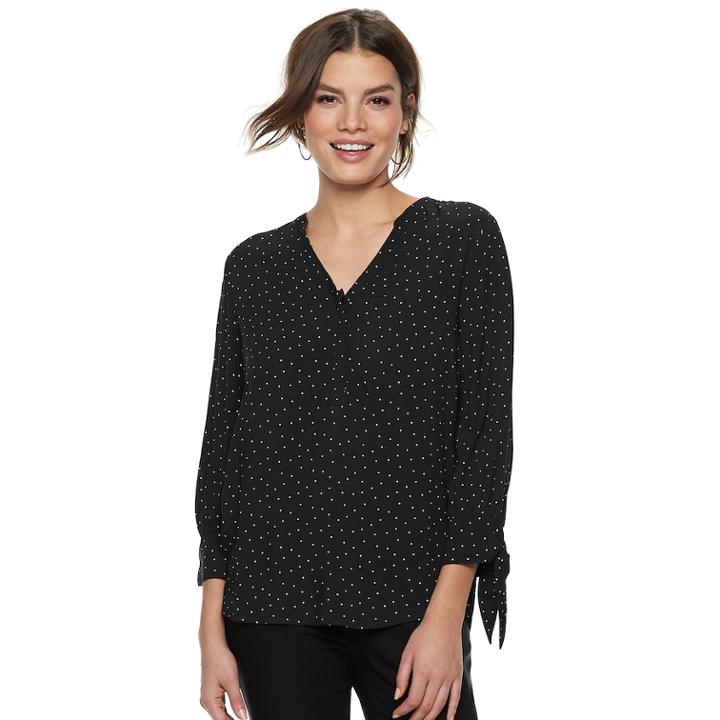 Women's Apt. 9&reg; Knot Sleeve Blouse, Size: Large, Oxford