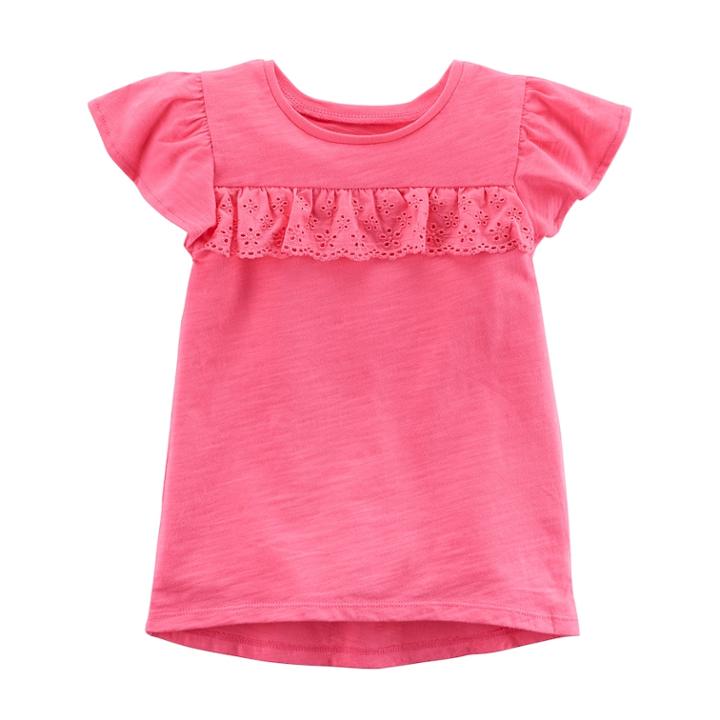 Girls 4-8 Carter's Ruffle High-low Tee, Size: 7, Pink