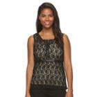 Women's Harve Benard Lace Peplum Tank, Size: Small, Black