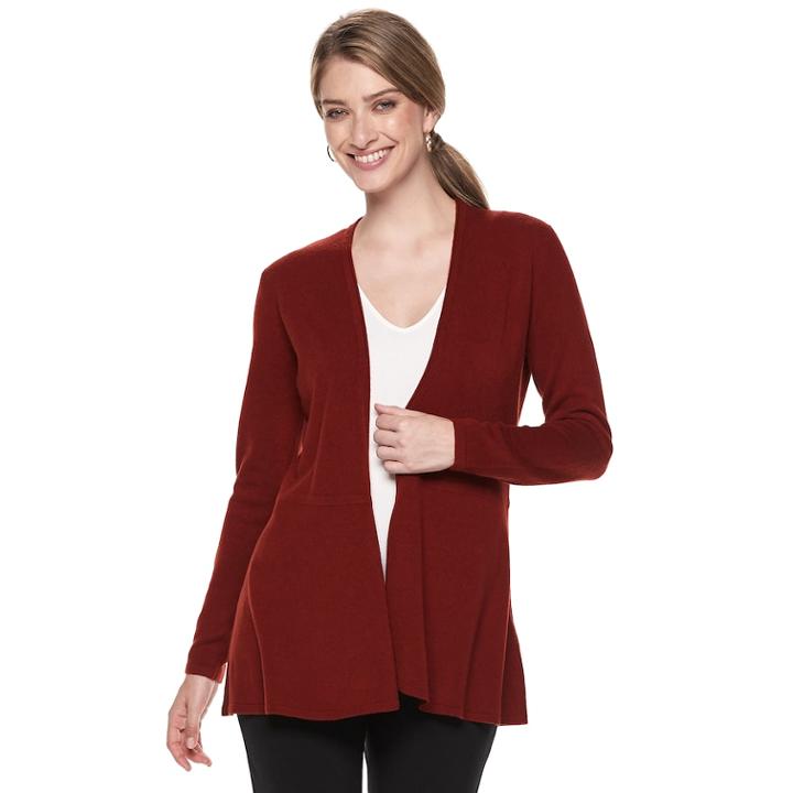 Petite Napa Valley Open-front Swing Cardigan, Women's, Size: L Petite, Gold
