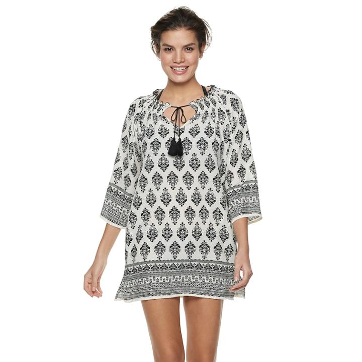 Women's Apt. 9&reg; Tassel Tunic Swim Cover-up, Size: Small, White