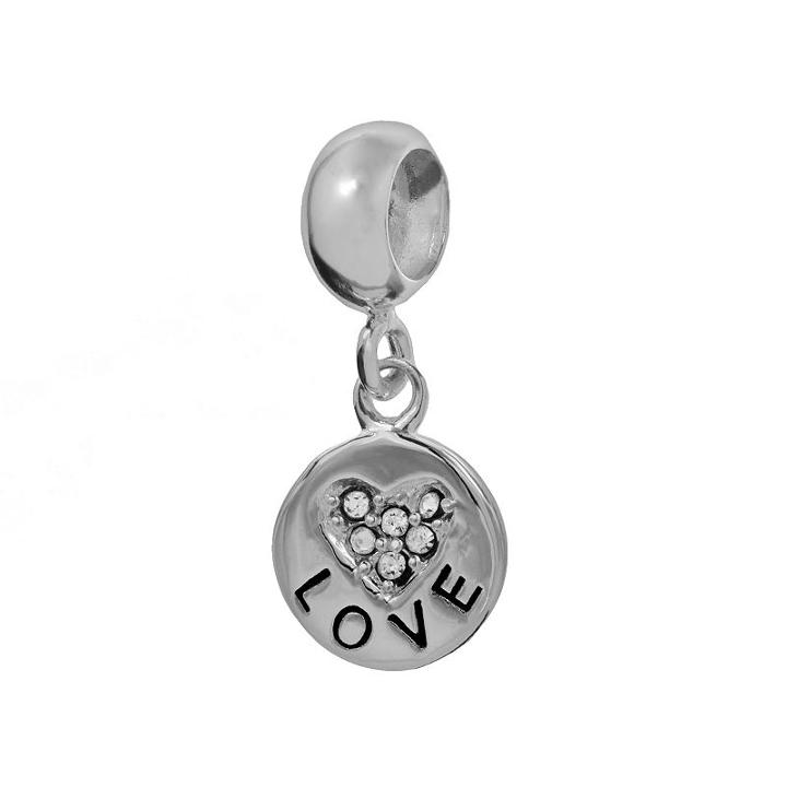 Individuality Beads Sterling Silver Crystal Heart Love Charm, Women's, White