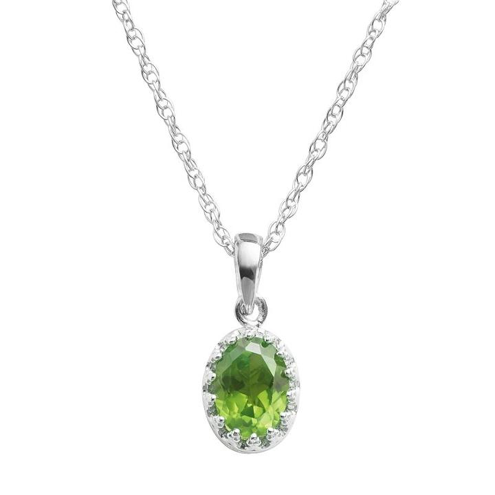 Tiara Sterling Silver Peridot Oval Pendant, Women's, Size: 18, Green