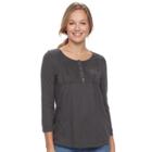 Women's Sonoma Goods For Life&trade; Embroidered Henley Tee, Size: Small, Grey (charcoal)