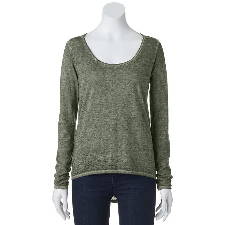 Juniors' Mudd&reg; Burnout High Low Tee, Girl's, Size: Large, Med Green