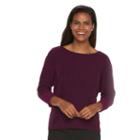 Women's Dana Buchman Textured Boatneck Sweater, Size: Large, Dark Pink