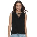 Juniors' So&reg; Strappy Tank, Teens, Size: Medium, Black