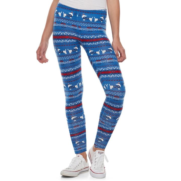 Juniors' So&reg; Holiday Leggings, Teens, Size: Xl, Blue (navy)