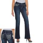 Women's Apt. 9&reg; Embroidered Rhinestone Bootcut Jeans, Size: 6 Short, Black
