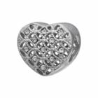 Individuality Beads Sterling Silver Crystal Openwork Heart Bead, Women's, White