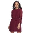 Juniors' Speechless Ruffle Mock Neck Shift Dress, Teens, Size: Large, Dark Red