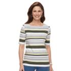 Women's Croft & Barrow&reg; Print Button-hem Squareneck Top, Size: Xxl, Light Grey