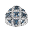 Sterling Silver 1 Carat T.w. Blue & White Diamond Cluster Ring, Women's, Size: 6