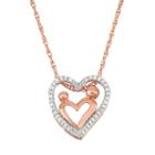 18k Rose Gold Over Silver 1/5 Carat T.w. Diamond Motherly Love Heart Pendant, Women's, Size: 18, White