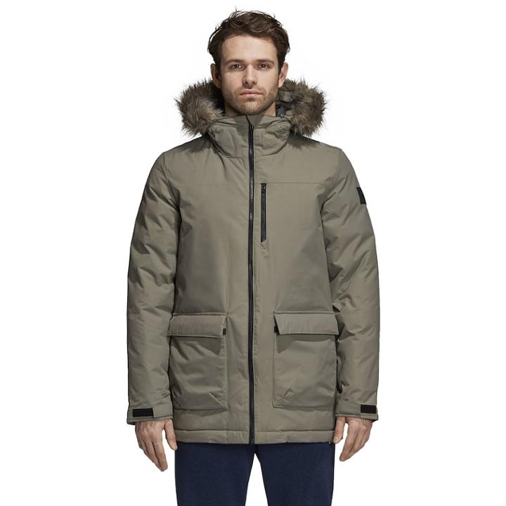 Men's Adidas Outdoor Xploric Faux-fur Hooded Parka, Size: Xl, Med Green