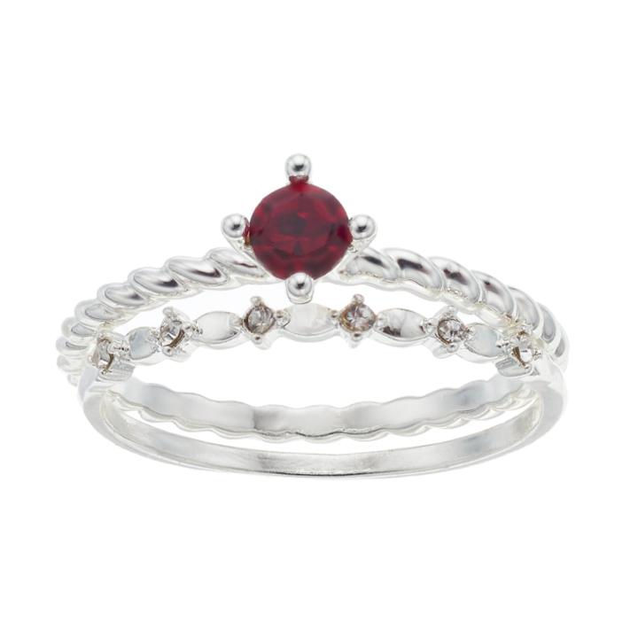 Lc Lauren Conrad Twisted Solitaire Ring Set, Women's, Red