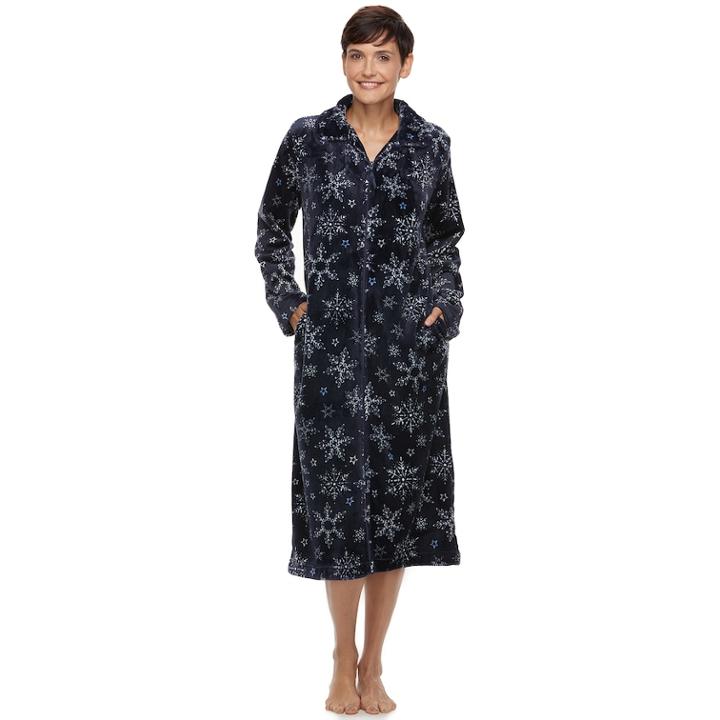 Women's Croft & Barrow&reg; Plush Zip Lounger, Size: Medium, Light Blue
