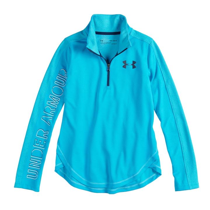 Girls 7-16 Under Armour Tech Quarter-zip Pullover Top, Size: Medium, Brt Blue