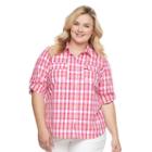 Plus Size Croft & Barrow&reg; Roll-tab Shirt, Women's, Size: 3xl, Med Pink
