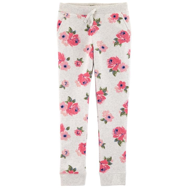 Girls 4-12 Oshkosh B'gosh&reg; Floral Fleece Pants, Size: 7, Light Grey