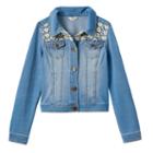 Girls 7-16 & Plus Size Mudd&reg; Crocheted Yoke Knit Denim Jacket, Girl's, Size: 7-8, Blue (navy)