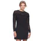 Juniors' Love, Fire Lace Yoke Sweatshirt Dress, Teens, Size: Xs, Black