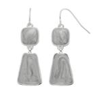 Gray Swirl Geometric Nickel Free Double Drop Earrings, Women's, Grey