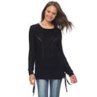 Juniors' So&reg; Lace-up Tunic Sweater, Teens, Size: Small, Black
