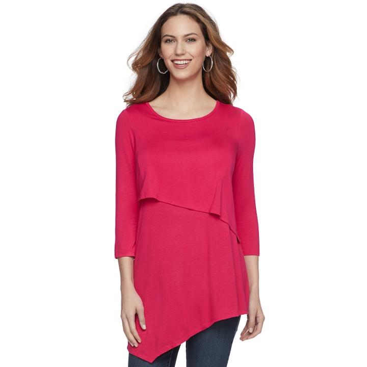 Maternity A:glow Asymmetrical Popover Nursing Top, Women's, Size: L-mat, Dark Pink