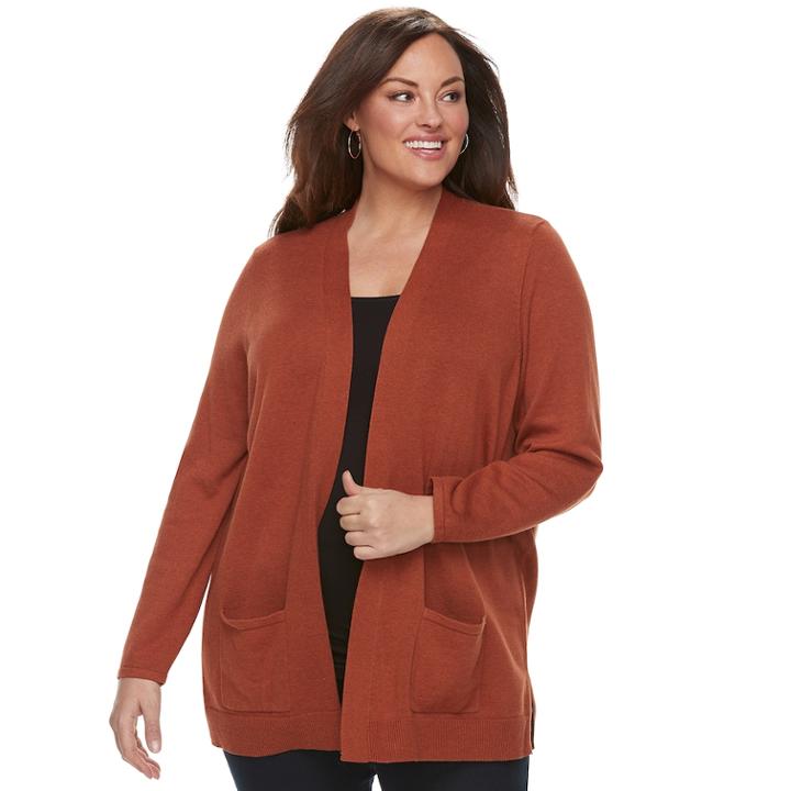 Plus Size Croft & Barrow&reg; Essential Open Front Cardigan, Women's, Size: 3xl, Drk Orange