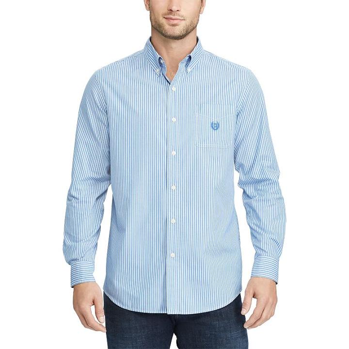 Men's Chaps Classic-fit Patterned Stretch Button-down Shirt, Size: Xl, Blue